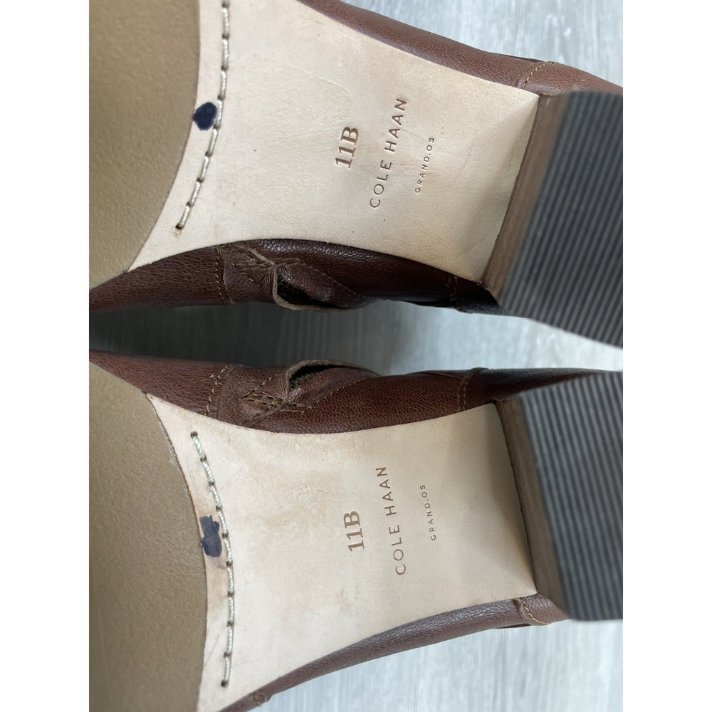 Cole Haan Grand.OS Women's Boot Brown Leather 11 Ankle Block Heel‎ Buckle Strap - Picture 7 of 11